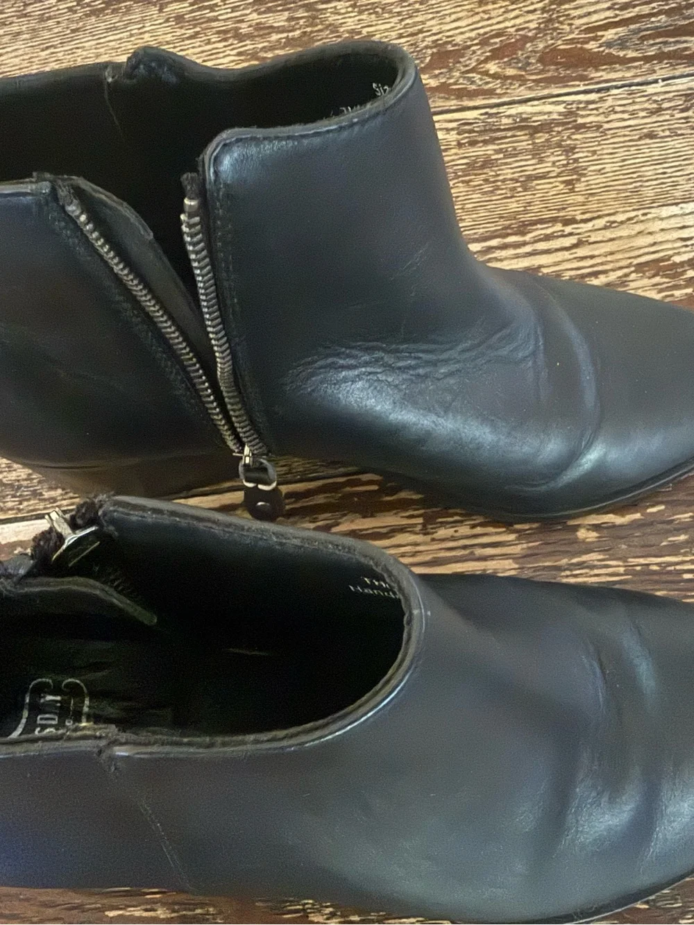 Classic Black Leather Ankle Booties with Side Zip